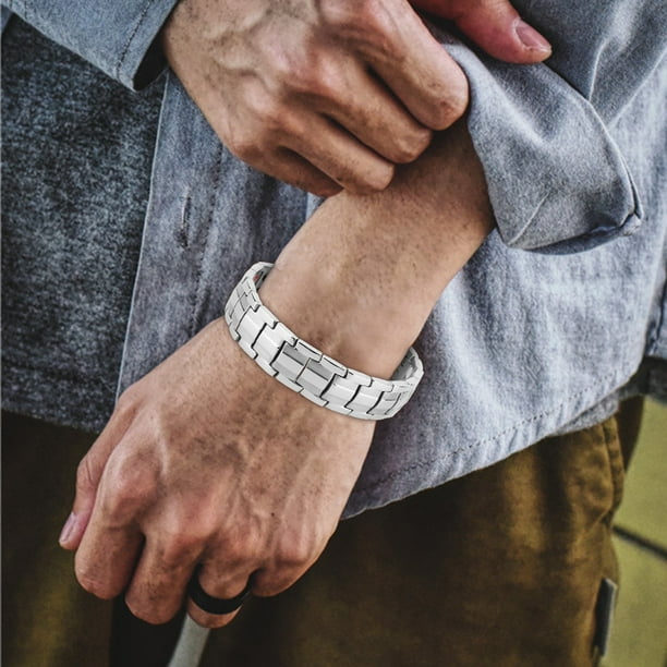 Brand New Titanium Stainless Steel with Silicon Wrist Band Energy Bracelet Sporting Style Anti-fatigue and Pain Relief in a Gift Box Brand New Titanium Stainless Steel with Silicon Wrist Band Energy Bracelet Sporting Style Anti-fatigue and Pain Relief in a Gift Box